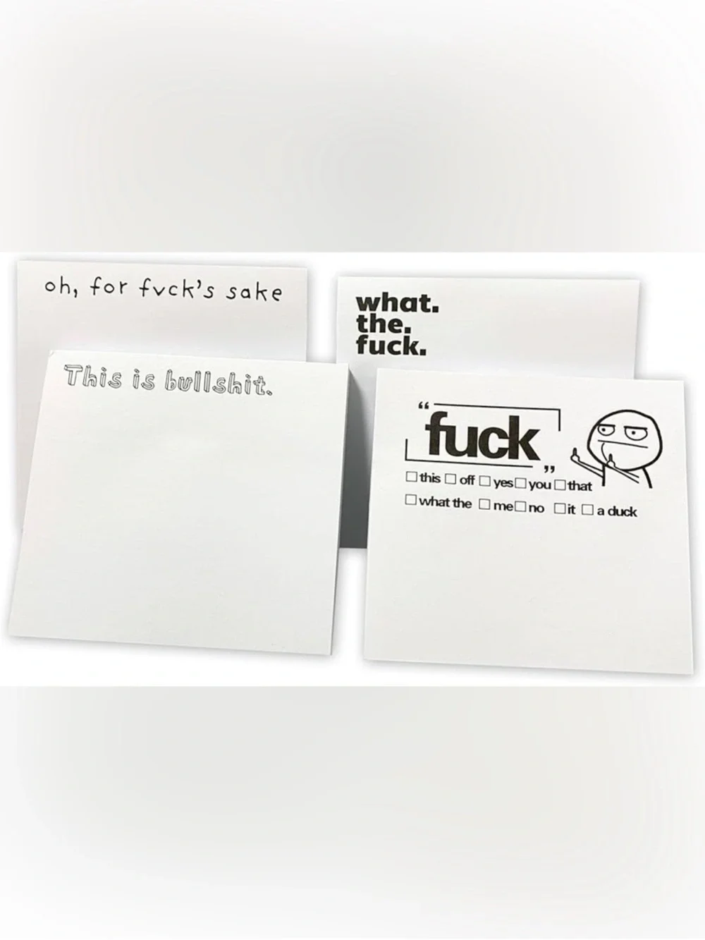 Funny Sticky Notes Set, 4 Pack, NIP - What the F*ck - Printed Memo Pads